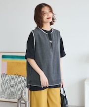 フリンジ付きデニムベスト