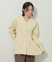 金釦ペプラムニットカーディガン