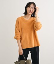 シャギークルーネックニットプルオーバー