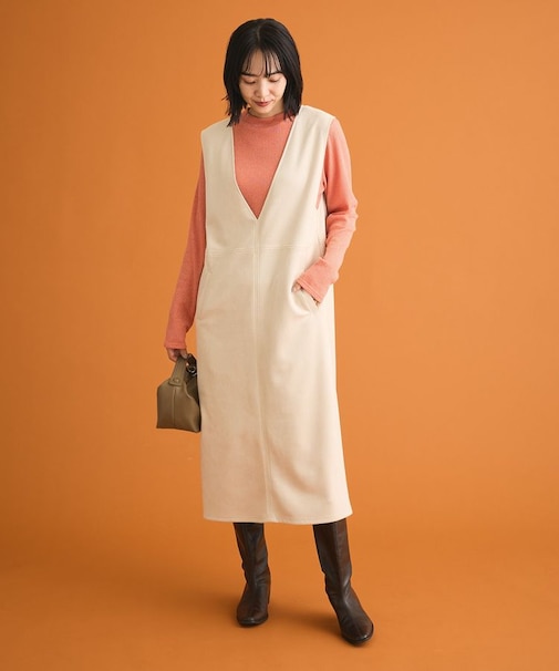 なめらかタッチスウェード調ジャンパースカート