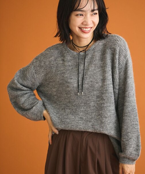 シアーゆったりニットプルオーバー
