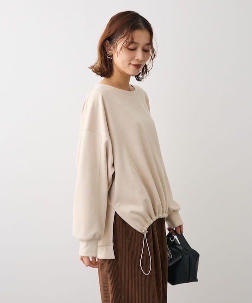 なめらかタッチスウェード調ドロストプルオーバー