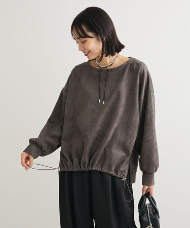 なめらかタッチスウェード調ドロストプルオーバー