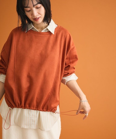 なめらかタッチスウェード調ドロストプルオーバー