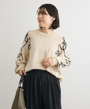 刺繍コードニットプルオーバー