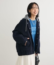 ニットフード付きウーリーブルゾン