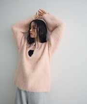 前後2wayキーネックシャギーニット