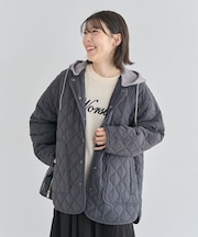 2WAYニットフードキルティングブルゾン