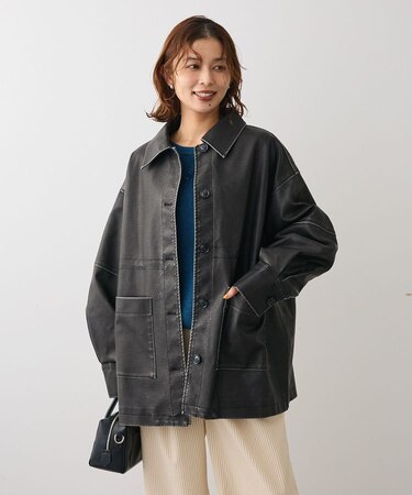 ・ELENCARE DUE フェイクレザーカバーオール