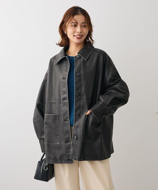 ・ELENCARE DUE フェイクレザーカバーオール