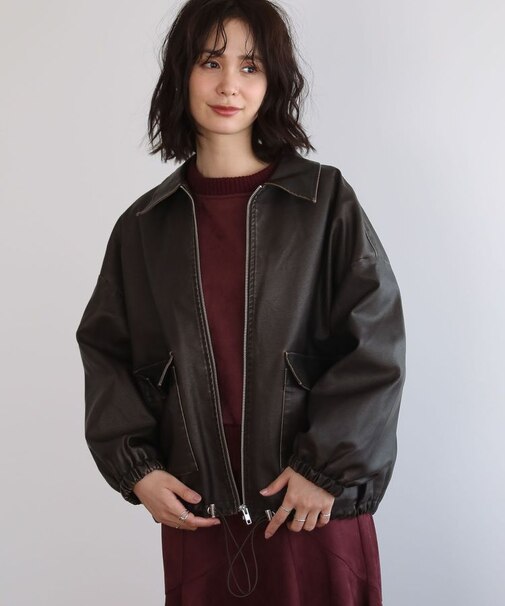 ・ELENCARE DUE フェイクレザーブルゾン