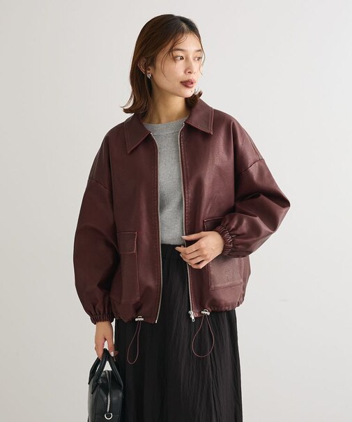 ・ELENCARE DUE フェイクレザーブルゾン