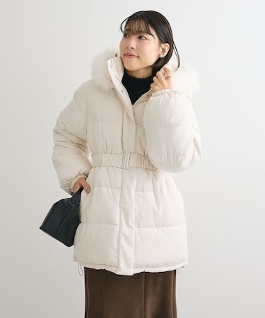 ・swing by ファイバーダウンベルト付コート