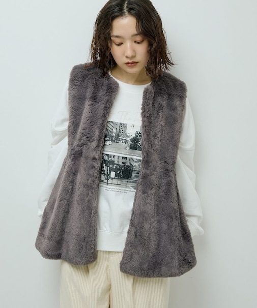・ELENCARE DUE ペプラムフェイクファーベスト