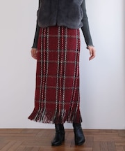 ・SUGAR SPOON チェックフリンジスカート