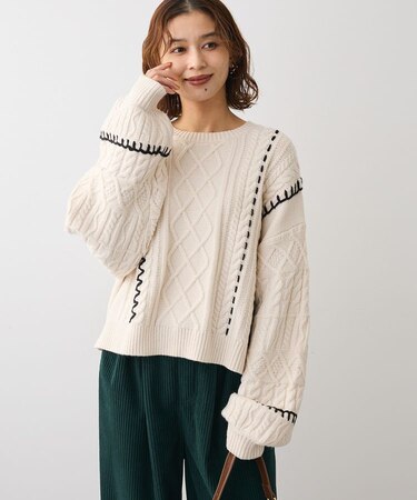 ・ELENCARE DUE ハンドステッチケーブルニット