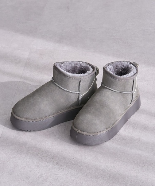 ・minia フェイクムートンショートブーツ