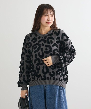 ・furry rate レオパードジャカードニット