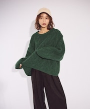 ふわふわケーブルニットプルオーバー