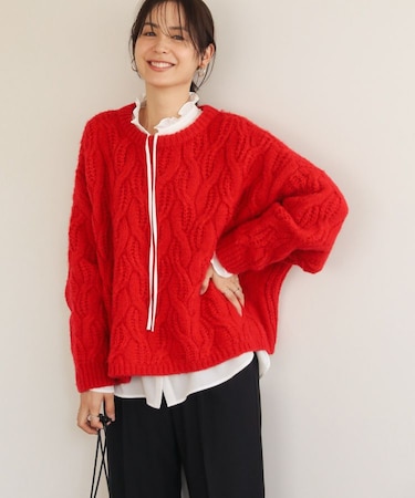 ふわふわケーブルニットプルオーバー
