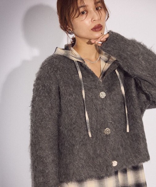 起毛シャギーカーディガン