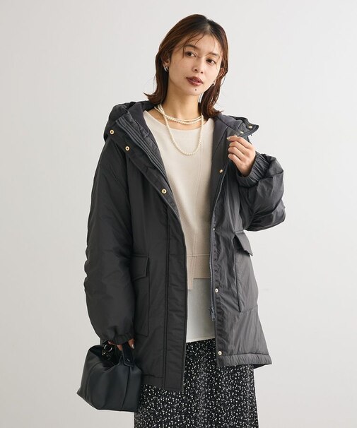 フーディ中綿コート