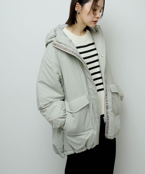 フーディ中綿コート