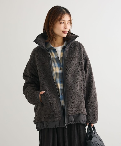 異素材コンビスタンドボアブルゾン