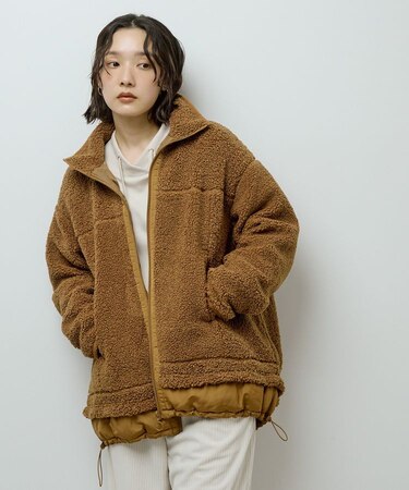 異素材コンビスタンドボアブルゾン