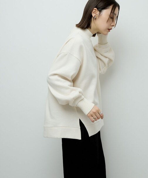 リブドッキング裏起毛プルオーバー