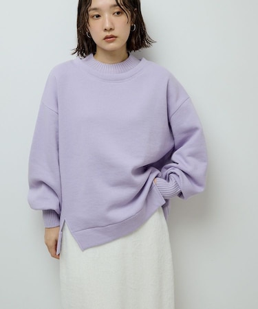 リブドッキング裏起毛プルオーバー