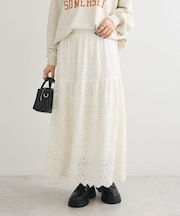 起毛レースティアードスカート