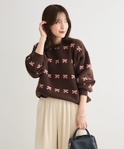 ・swing by リボンジャカードクルーニット