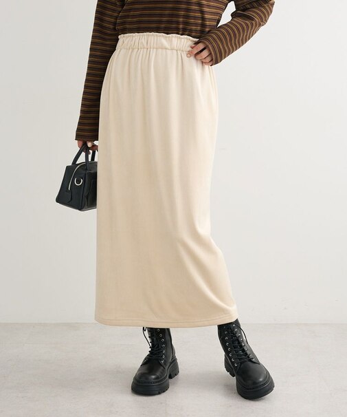 ぽかぽか裏起毛ベロアIラインスカート