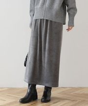 ぽかぽか裏起毛ベロアIラインスカート