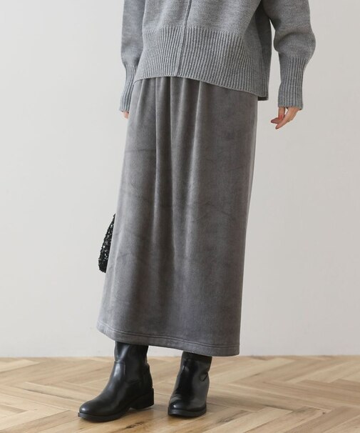 ぽかぽか裏起毛ベロアIラインスカート
