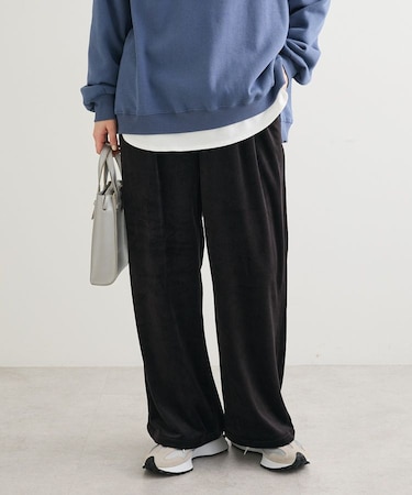 ぽかぽか裏起毛ベロアイージーパンツ