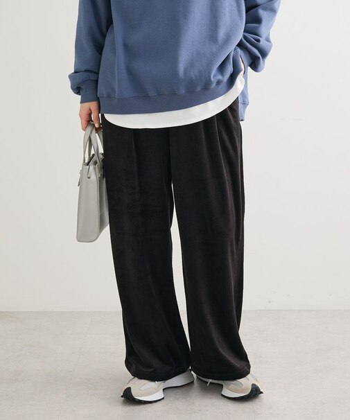 ぽかぽか裏起毛ベロアイージーパンツ