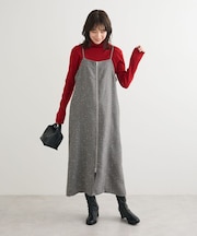 フロントZIPツイードキャミワンピース