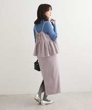 スウェードポンチペプラムキャミワンピース