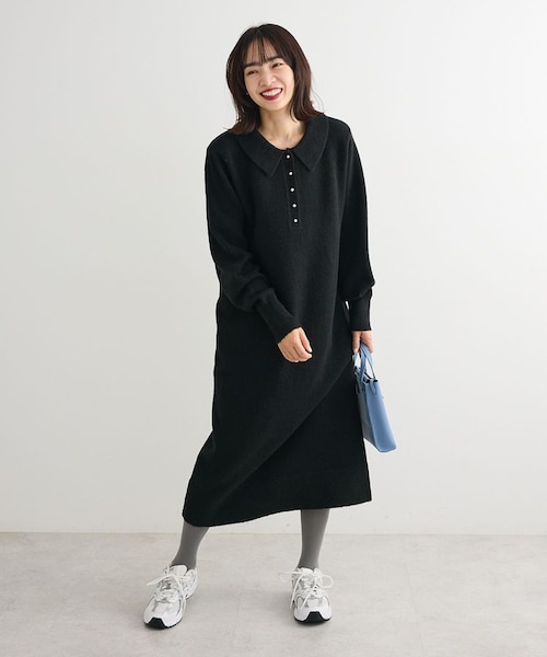 金釦ポロシャツニットワンピース｜グリーンパークスの通販｜&mall