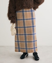 楊柳ベロアチェックIラインスカート