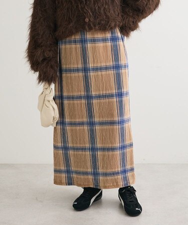 楊柳ベロアチェックIラインスカート