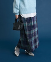 楊柳ベロアチェックIラインスカート
