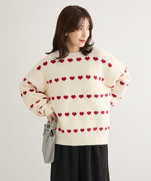 ・swing by ハートジャカードクルーニット
