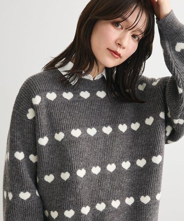 ・swing by ハートジャカードクルーニット