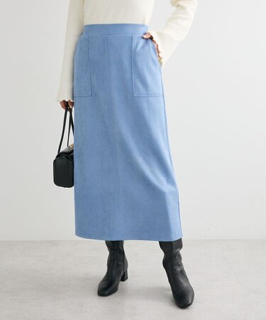 なめらかタッチスウェード調Iラインスカート