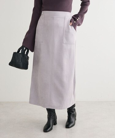 なめらかタッチスウェード調Iラインスカート