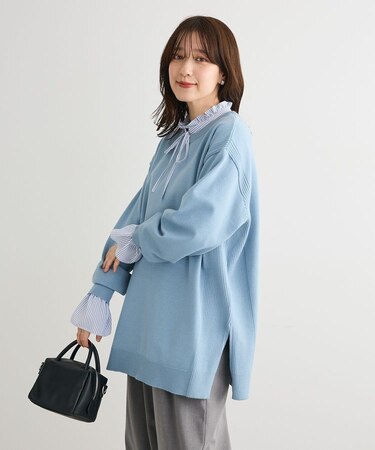 もちやわサイドリブニットチュニック