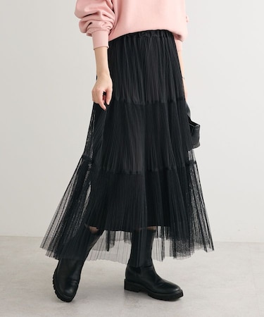 チュールプリーツティアードスカート